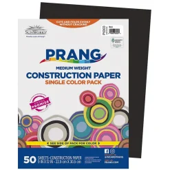 New 9" x 12" Construction Paper, Black, 50 Sheets/Pack (P6303-0001) Construction Paper