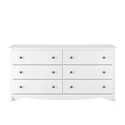 29" Monterey 6 Drawer Dresser, White (WDC-6330-K) Storage Cabinets