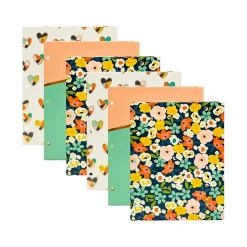 Pukka Pad Carpe Diem Floral Love 3-Hole Punched 2-Pocket Portfolio Folders, Assorted Colors, 6/Pack (9098-CD)