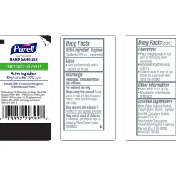 Purell 70% Alcohol Gel Hand Sanitizer, Energizing Mint Scent, 2 fl. oz., 24/Pack (3907-24-CMR)