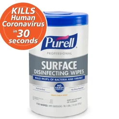 Purell Professional Disinfecting Wipes, Fresh Citrus Scent, 110 Wipes/Container, 6/Carton (9342-06)