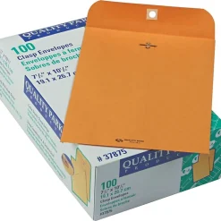 Quality Park Clasp & Moistenable Glue Kraft Catalog Envelope, 10 1/2" x 7 1/2", Brown, 100/Box (37875)* Catalog