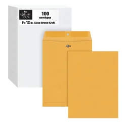 Quality Park Clasp & Moistenable Glue Kraft Catalog Envelopes, 9" x 12", Brown Kraft, 100/Box (QUA37890)* Catalog