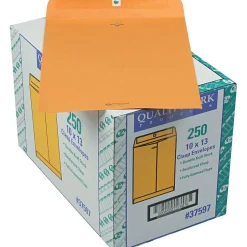 Quality Park Clasp Kraft Catalog Envelope, 10" x 13", Kraft, 250/Box (37597)* Security Tinted