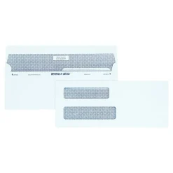 Quality Park Self Seal Security Tinted #8 Double Window Envelopes, 3 5/8" x 8 5/8", White Wove, 500/Box* Security Tinted