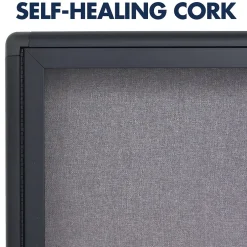 New Fabric Enclosed Bulletin Board, Graphite Frame, 3'H x 4'W (2364L) Bulletin