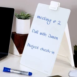 New Glass Dry-Erase Desktop Easel, White Surface, Frameless, 9"W x 11"H (GDE119) Dry Erase