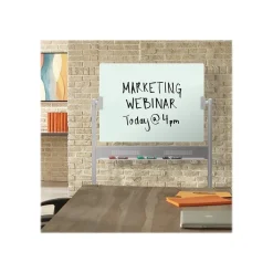 Best Infinity Magnetic Glass Dry-Erase Mobile Presentation Whiteboard Easel, Silver Base, 3' x 4' (ECM43G) Dry Erase