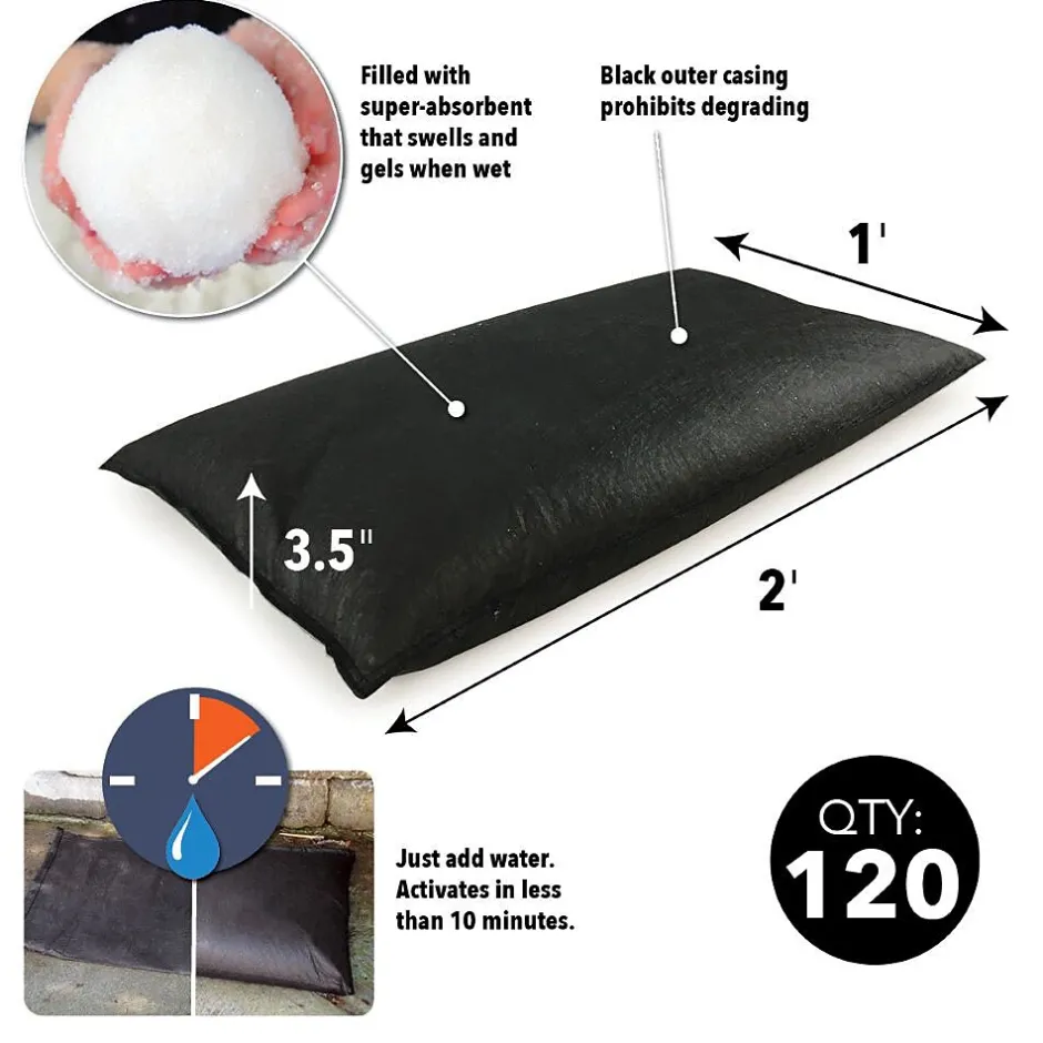 Sorbents & Spill Control<Quick Dam ™ Flood Bags 12" x 24", 120/Box