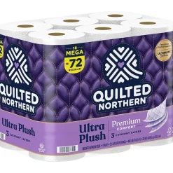 Quilted Northern Ultra Plush Toilet Paper, 3-ply, White, 255 Sheets/Roll, 18 Rolls/Case (876045/874685)