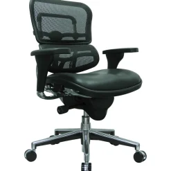 Outlet Raynor Mesh/Leather Mid Back Ergo human Chair, Black Office Chairs