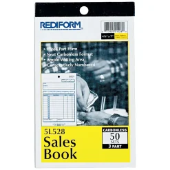 Clearance 3-Part Carbonless Receipts, 4-1/4" x 6-3/8", 50 Sets/Book (RED5L528) Business Forms