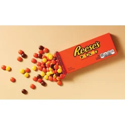 Chocolate<Reese's Pieces Peanut Butter Milk Chocolate Pieces, 4 oz., 12/Carton (HEC11470)