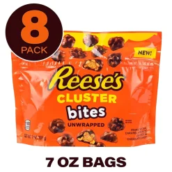 Chocolate<Reese's Unwrapped Cluster Bites Pouch, 7 oz, 8/Pack (220-02452)