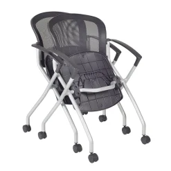 Hot Cadence Mesh Nesting Chair, Black, 12/Pk (2309BK12PK) Office Chairs