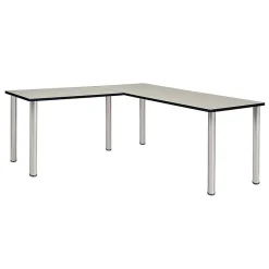 Best Kee 60" L-Desk with 42" Return, Maple/Chrome (ML602442PLBPCM) L-Desks