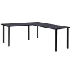 Clearance Kee 72" L-Desk with 42" Return, Grey/Black L-Desks