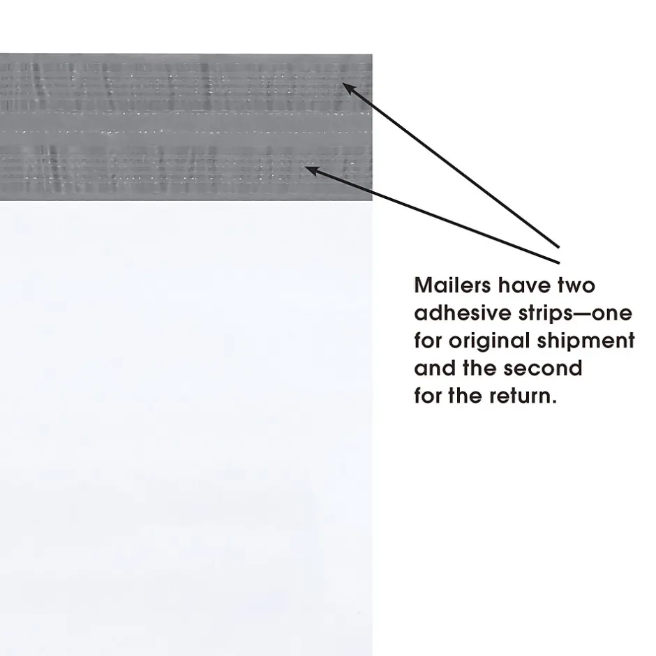 Partners Brand Returnable Poly Mailers, White, 14" x 17", 100/Case* Poly Mailers
