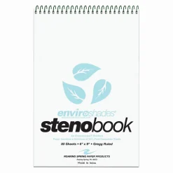 Roaring Spring Paper Products Roaring Spring Enviroshades Steno Notebook, 6" x 9", 80 Sheets/Pad, Gregg Ruled, Recycled Blue Paper, 4 Books/Pk (12284) Sale