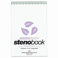 Roaring Spring Paper Products Roaring Spring Enviroshades Steno Notebook, 6" x 9", 80 Sheets/Pad, Gregg Ruled, Recycled Orchid Paper, 4 Bks/Pk (12264) Clearance