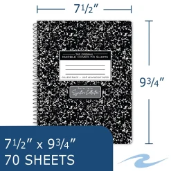 Roaring Spring Paper Products Signature 1-Subject Composition Notebooks, 7.5" x 9.75", College Ruled, 70 Sheets, Black (10111) Best
