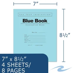 Roaring Spring Paper Products 1-Subject Exam Notebooks, 7" x 8.5", Wide Ruled, 4 Sheets, Blue (ROA77510) Hot