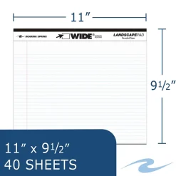 Roaring Spring Paper Products Roaring Spring WIDE Landscape Format Writing Pad, College Ruled, 11 x 9 1/2, White, 40 Sheets Clearance