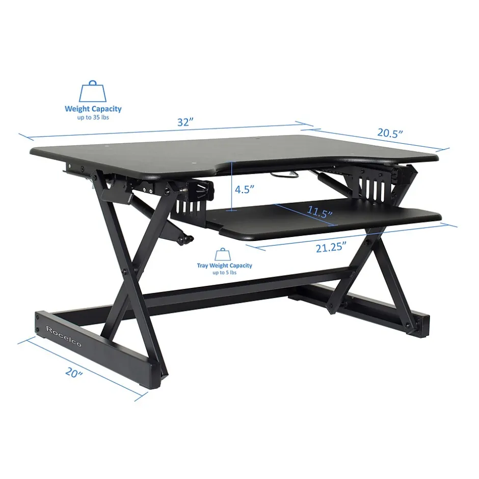 Best 32"W Manual Adjustable Standing Desk Converter, Black (R EADRB2) Standing Desks