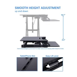 Sale 32"W Manual Adjustable Standing Desk Converter, Black (R VADRB) Standing Desks