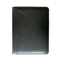 Rogue Wallet Leather Portfolio Case with Zipper Closure, Black (black zippered)