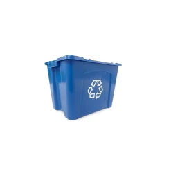 Rubbermaid Commercial Products Plastic Recycling Bin, 14 Gallon, Blue (FG571473BLUE)
