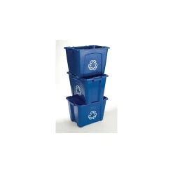 Rubbermaid Commercial Products Plastic Recycling Bin, 14 Gallon, Blue (FG571473BLUE)