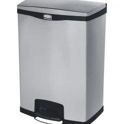 Rubbermaid Commercial Slim Jim Metal End Step Trash Can, 24 Gallon, Black