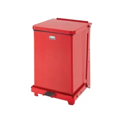 Rubbermaid Defenders Indoor Step Trash Can, Red Metal, 4 Gal. (FGST7EPLRD)