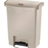 Rubbermaid ® Slim Jim Resin Front Step-On Trash Can, 8 Gallons, Beige (1883456)