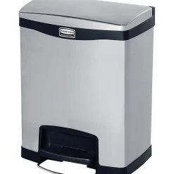 Rubbermaid Slim Jim Stainless Steel Step Trash Can, Black, 8 gal. (1901985)