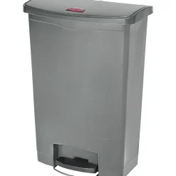Rubbermaid Slim Jim Step-On Plastic Step Trash Can, 24 Gallon, Gray (1883606)