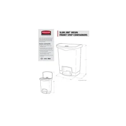 Rubbermaid Slim Jim Step-On Plastic Step Trash Can, 18 Gallon, Black (1883613)
