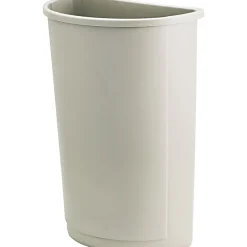 Rubbermaid Untouchable® Waste Container, Half-Round, Plastic, 21 gallon, Beige, 28"H x 21"W x 11"D