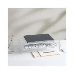 Russell+Hazel Monitor Stand with Drawer, Clear/Gold (98149)* Monitor Mounts & Stands
