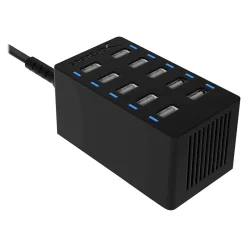 Lightning Cables<Sabrent 10-Port Desktop Smart USB Rapid Charger, Black (AX-TPCS)