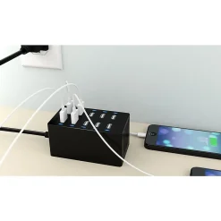 Lightning Cables<Sabrent 10-Port Desktop Smart USB Rapid Charger, Black (AX-TPCS)