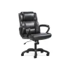 Discount Mid-Back Executive Chair, Fixed Padded Arms, Black Leather (BSXVST305) Office Chairs
