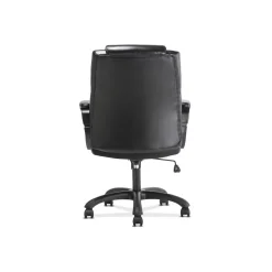Discount Mid-Back Executive Chair, Fixed Padded Arms, Black Leather (BSXVST305) Office Chairs