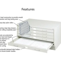 Online ® Facil Steel Small Flat File, Light Gray File Cabinets