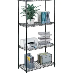 Hot Industrial Add-On Unit 4-Shelf Wire, 48.03", Black (5292BL) Shelving