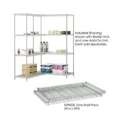Clearance Industrial Extra 2-Shelf Metal Shelf, 36", Metallic Gray (5290GR) Shelving