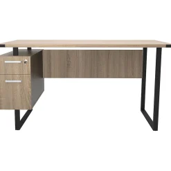 Clearance Mirella SOHO 62"W Desk with Built-In Pedestal, Sand Dune (5513SDD) Office Desks