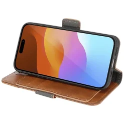 Cell Phone Cases<SaharaCase Folio Wallet MagSafe Phone Case for iPhone 15, Shock Absorbing, Brown (CP00446)