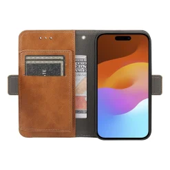 Cell Phone Cases<SaharaCase Folio Wallet MagSafe Phone Case for iPhone 15 Plus, Shock Absorbing, Brown (CP00455)